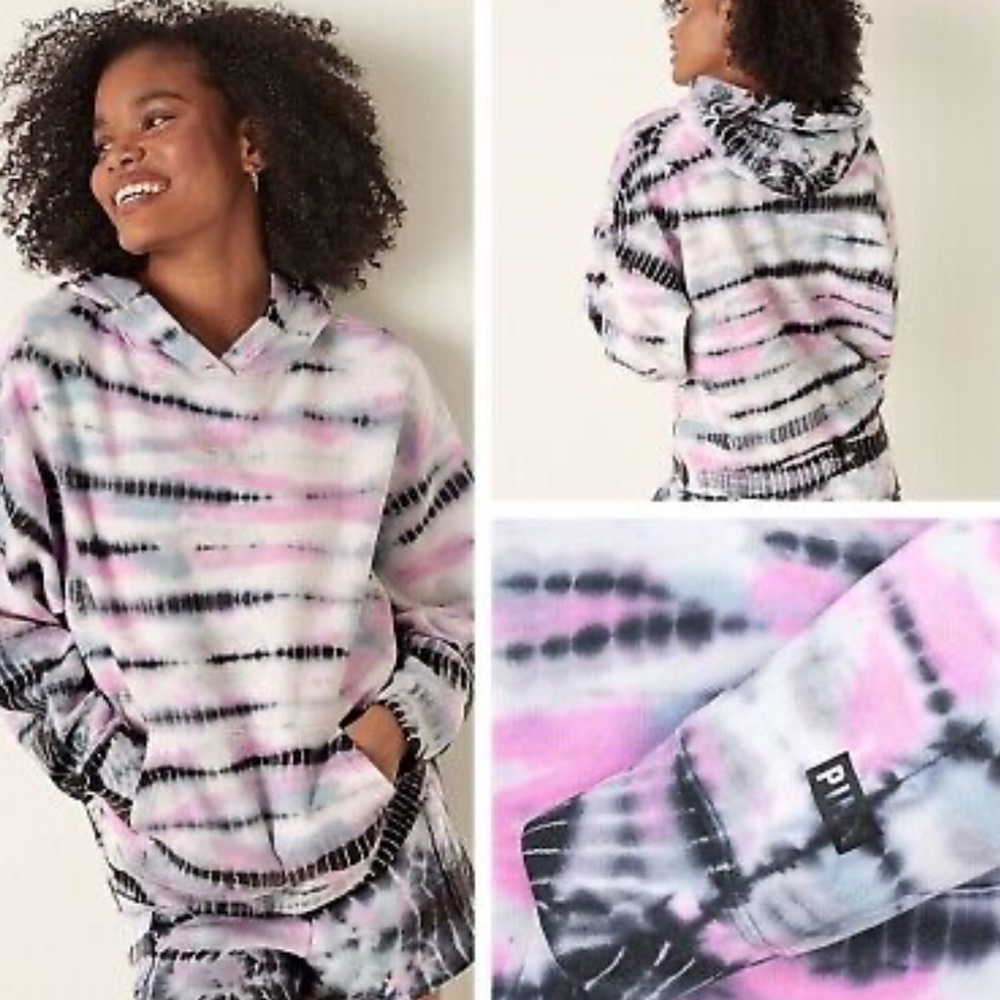 BNWT Victoria Secret pink tie dye hoodie and pants set